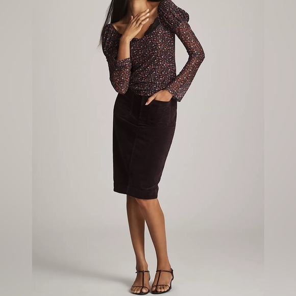 NEW Maeve at Anthropologie Puff Sleeve Fitted Floral Blouse - Picture 3 of 4